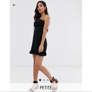 NWT ASOS: Fashion Union Petite Black Mini Dress - Spotted Black